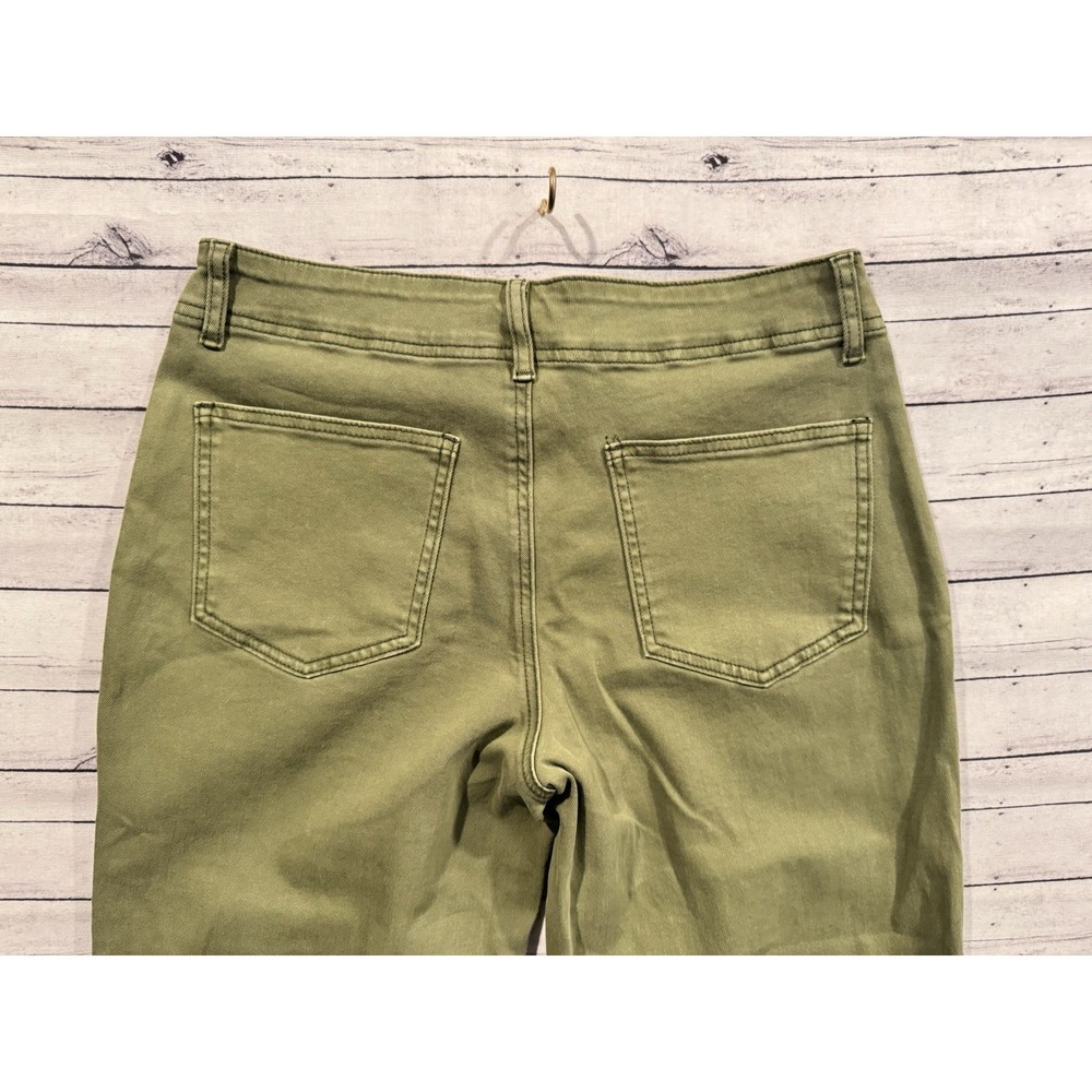 Flamingals Womens Denim Jean Sz M Army Green Cargo Pant Barrel Wide Leg NEW NWT - Picture 11 of 13
